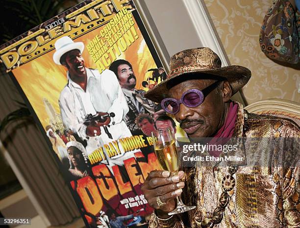 Actor Rudy Ray Moore, creator and star of the classic "Dolemite" films, poses at the Video Software Dealers Association's annual home video...