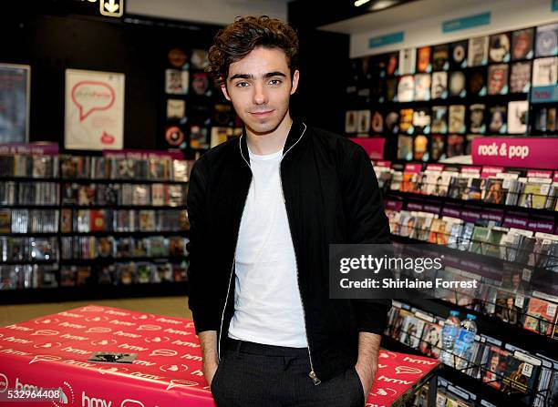 Nathan Sykes meets fans and signs copies of his new single 'Give It Up' at HMV on May 19, 2016 in Leicester, England.