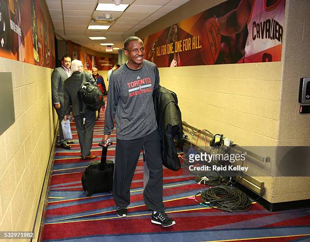 Head coach, Dwane Casey of the Toronto Raptors before facing the Cleveland Cavaliers for Game Two of the Eastern Conference Finals during the 2016...