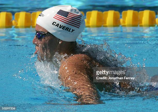 Kristen Caverly of the United States competes in the preliminary heat of the 200 meter Breaststroke during the XI FINA World Championships at the...