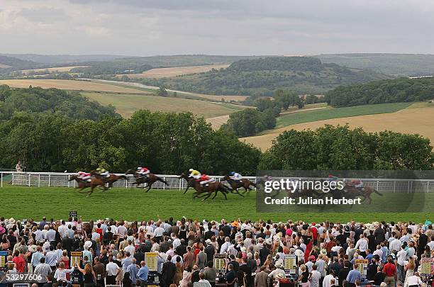 Jimmy Quinn and Tagula Sunrise land The De Boer Stakes Race run at Goodwood Racecourse on July 28, 2005 in Goodwood, England.