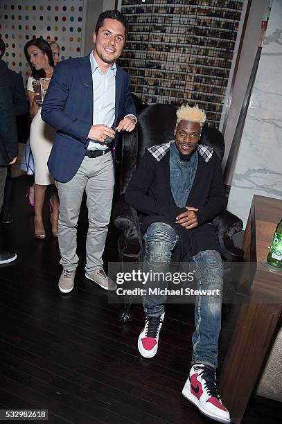 Antonio Caballero and Jeff Adrien attend the JetSmarter and Material Good VIP Party hosted by Talent Resources on May 19, 2016 in New York City.