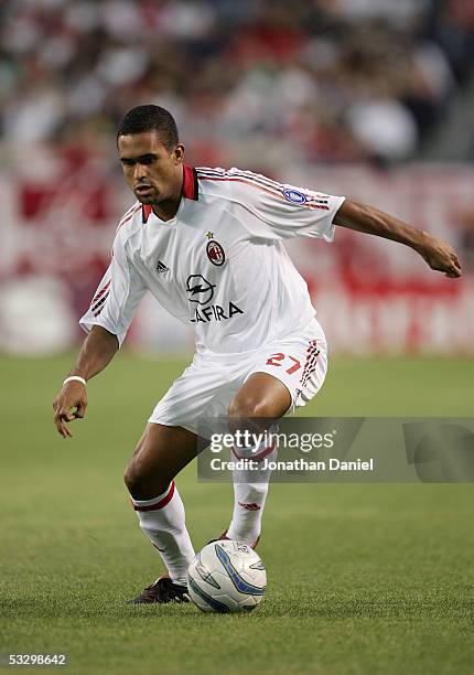 Serginho of AC Milan moves the ball during a friendly match against the Chicago Fire on July 27, 2005 at Soldier Field in Chicago, Illinois. AC Milan...