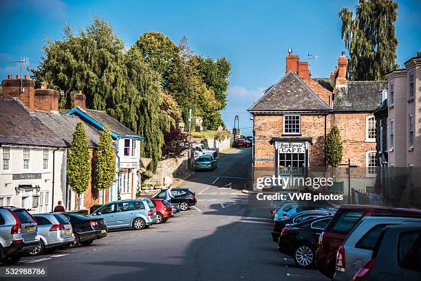 village street, montgomery, wales - powys stock pictures, royalty-free photos & images