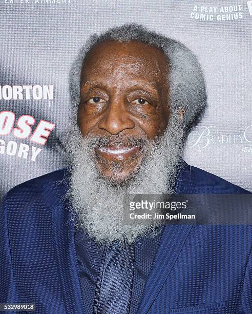 Dick Gregory attend "Turn Me Loose" opening night at The Westside Theatre on May 19, 2016 in New York City.