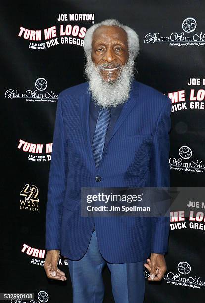 Dick Gregory attend "Turn Me Loose" opening night at The Westside Theatre on May 19, 2016 in New York City.