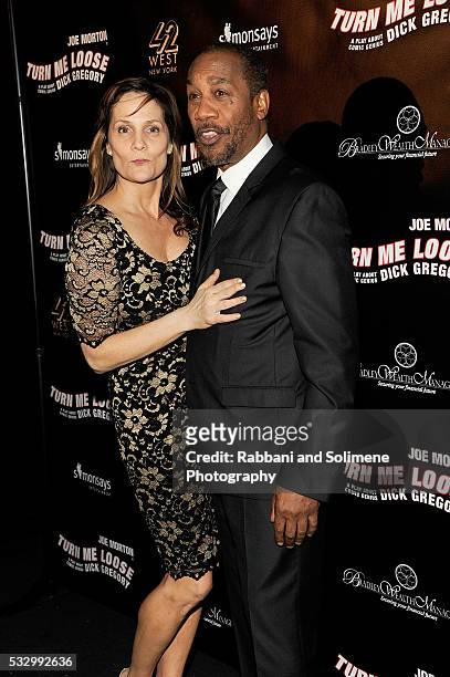 Joe Morton and Christine Lietz attends "Turn Me Loose" Opening Night at The Westside Theatre on May 19, 2016
