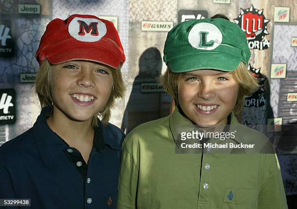 Actors Cole Sprouse and Dylan Sprouse arrive at the G-phoria Awards at the Los Angeles Center Studios on July 27, 2005 in Los Angeles, California.