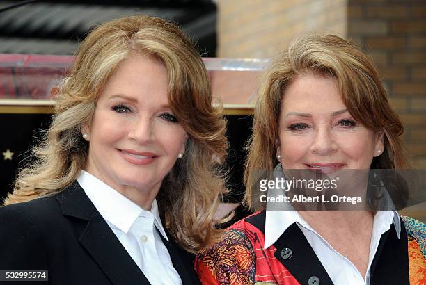 Actress Deidre Hall and twin sister Andrea Hall at Deidre Hall's Star ceremony held On The Hollywood Walk Of Fame on May 19, 2016 in Hollywood,...