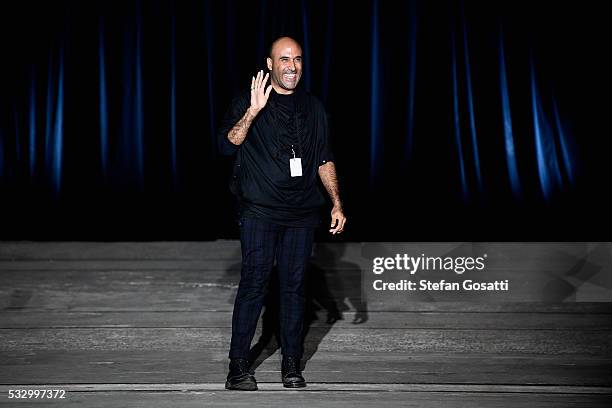 Designer Marika Deku thanks the audience during the design by Marika Deku at the Pacific Resort show at Mercedes-Benz Fashion Week Resort 17...