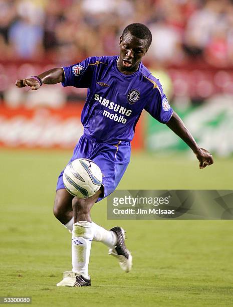 Shaun Wright-Phillips of Chelsea FC controls the ball against DC United during their World Series of Football match on July 28, 2005 at FedEx Field...