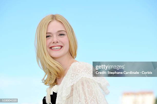 Actress Elle Fanning attends "The Neon Demon" Photocall during the 69th annual Cannes Film Festival at the Palais des Festivals on May 20, 2016 in...