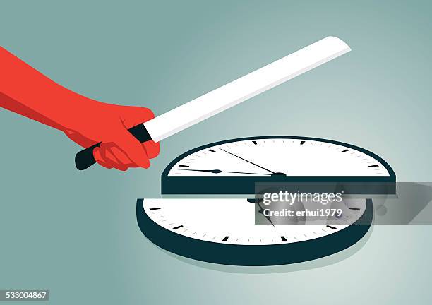 clock - hand holding piece of cake stock illustrations