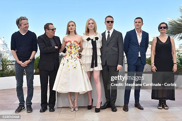 Editor Matthew Newman, composer Cliff Martinez, actors Bella Heathcote, Elle Fanning, director Nicolas Winding Refn, actor Karl Glusman and producer...