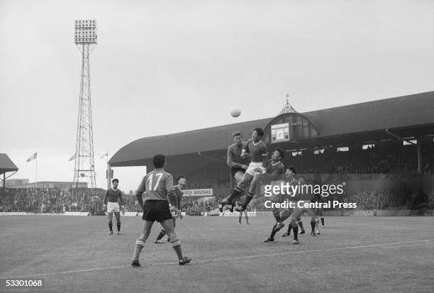Scramble in the Italian goalmouth during North Korea's match against Italy at Ayresome Park, Middlesbrough, 19th July 1966. North Korea won 1-0.
