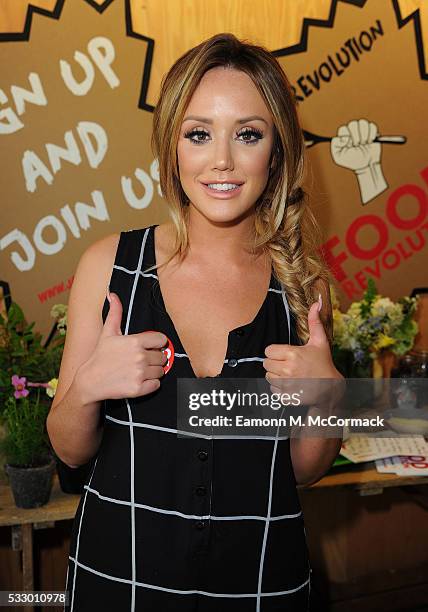 Charlotte Crosby takes part in Jamie Oliver's Food Revolution Day on May 20, 2016 in London, United Kingdom. Jamie Oliver launches a Facebook 'Live'...