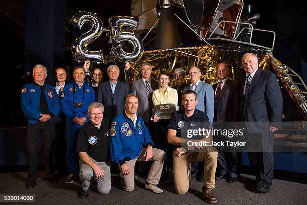 Members of the European Association of Space Explorers and the crew from the Soyuz TM-11mission Jean-Loup Chretien, Jean-Pierre Haignere, Michel...