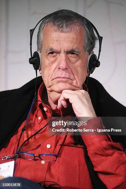 Israelian biologist Aaron Ciechanover awardered with Nobel Prize 2004 in chemistry attends a public conference during the Bologna's Medical Science...