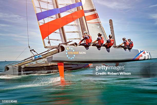 Competitive sailor Ben Ainslie is photographed for the Times on June 25, 2015 sailing on the Solent near Portsmouth, England.