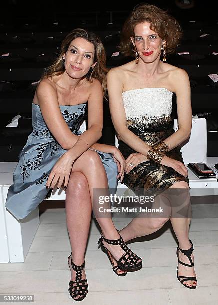 Giulia Aznoudeh & Eliza Bolen attend the Oscar de la Renta show, presented by Etihad Airways, at Mercedes-Benz Fashion Week Resort 17 Collections at...