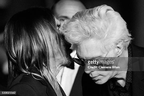 Iggy Pop and Jim Jarmusch attend the screening of "Gimme Danger" at the annual 69th Cannes Film Festival at Palais des Festivals on May 19, 2016 in...