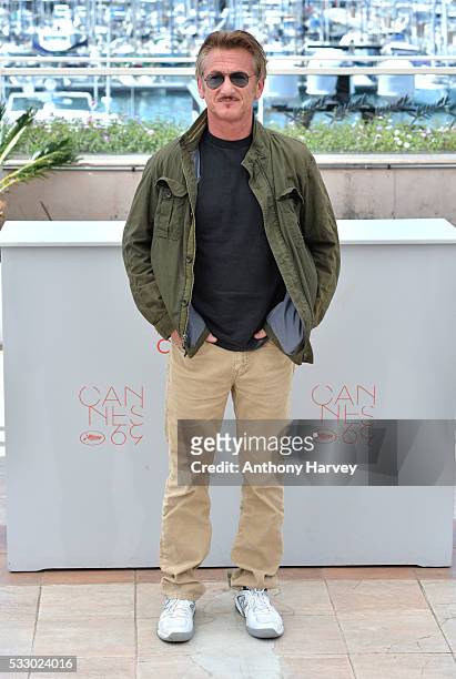 Director Sean Penn attends 'The Last Face' Photocall during the 69th annual Cannes Film Festival at the Palais des Festivals on May 20, 2016 in...