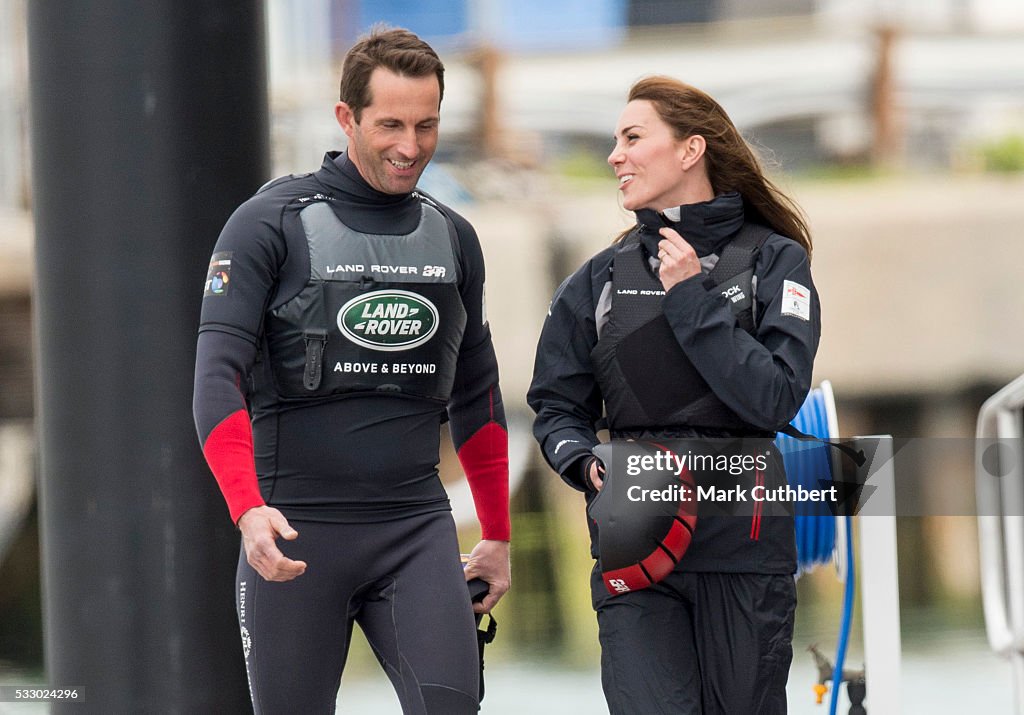 The Duchess Of Cambridge Visits Land Rover BAR And The 1851 Trust