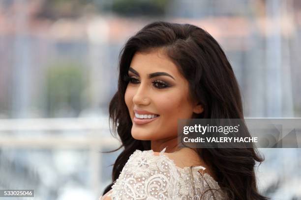 Kurdish singer Helly Luv poses on May 20, 2016 during a photocall for the film "Peshmerga" at the 69th Cannes Film Festival in Cannes, southern...