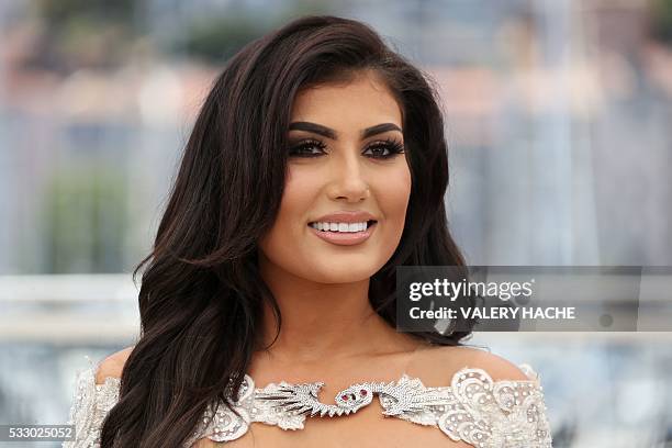 Kurdish singer Helly Luv poses on May 20, 2016 during a photocall for the film "Peshmerga" at the 69th Cannes Film Festival in Cannes, southern...