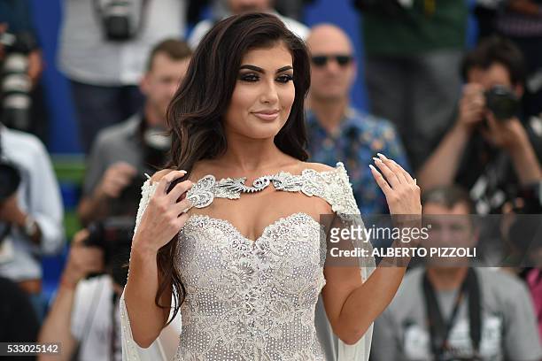 Kurdish singer Helly Luv poses on May 20, 2016 during a photocall for the film "Peshmerga" at the 69th Cannes Film Festival in Cannes, southern...