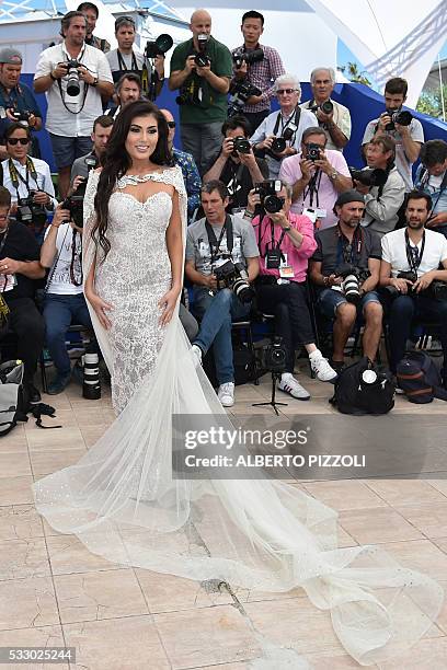 Kurdish singer Helly Luv poses on May 20, 2016 during a photocall for the film "Peshmerga" at the 69th Cannes Film Festival in Cannes, southern...