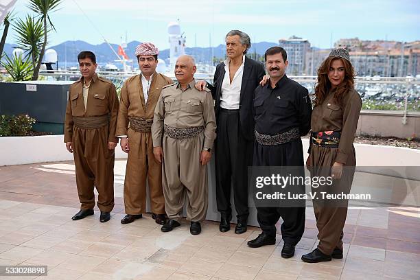 Mustafa Ali Jaafar, Director Bernard-Henri Levy, Serwan Sabir Barzani and Ali Kheder Khatoon attend "Peshmerga" Photocall during The 69th Annual...