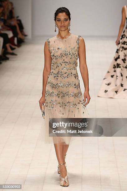 Shanina Shaik walks the runway during the Oscar de la Renta show, presented by Etihad Airways, at Mercedes-Benz Fashion Week Resort 17 Collections at...