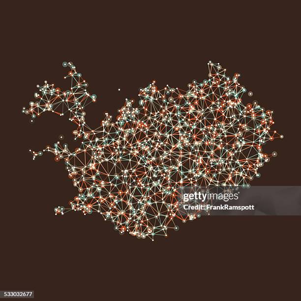 iceland map network mesh - heat map stock illustrations