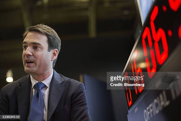 Kilian Muller, chief executive officer of TAG Heuer North America, speaks during an interview at the 2016 TimeCrafters luxury watch show in New York,...