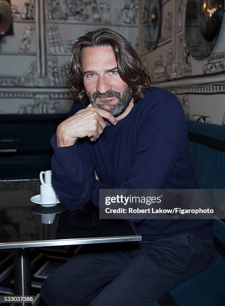 Writer and TV presenter Frederic Beigbeder is photographed for Madame Figaro on April 29, 2016 at Montana in Paris, France. PUBLISHED IMAGE. CREDIT...