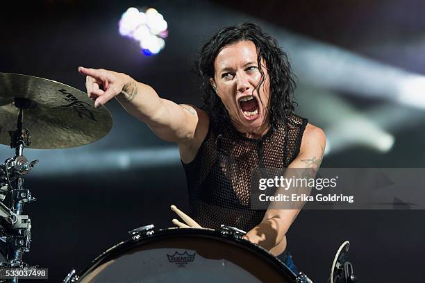 Kim Schifino of Matt & Kim performs on May 19, 2016 in Gulf Shores, Alabama.