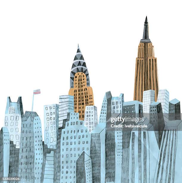 new york city illustration - empire state building stock illustrations