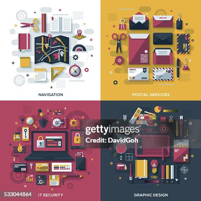 Computer Service Design Ideas Style Technology Services Flat Design Concepts High-Res Vector Graphic ...