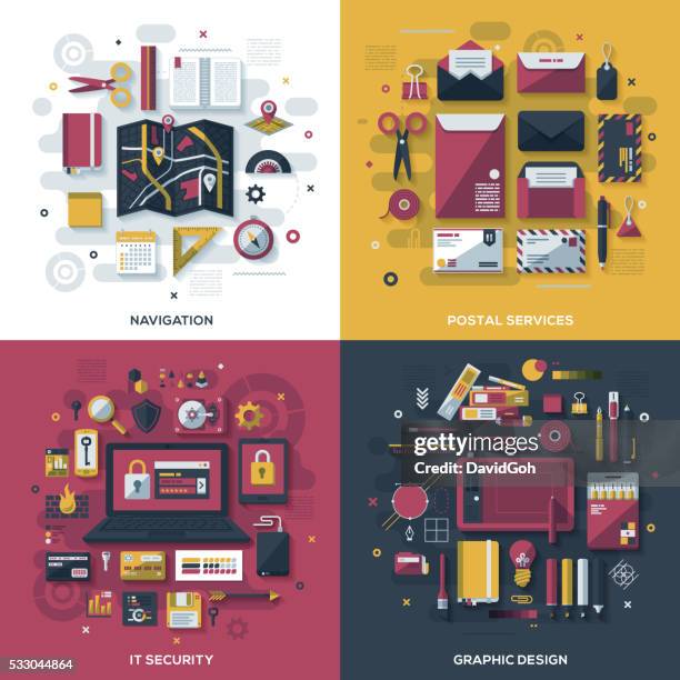 technology services flat design concepts - security-envelope-pattern stock illustrations