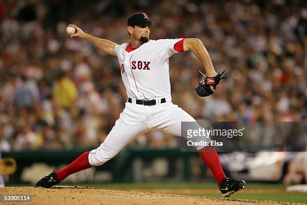 American League All-Star Matt Clement of the Boston Red Sox pitches against the National League All-Stars during the 76th Major League Baseball...