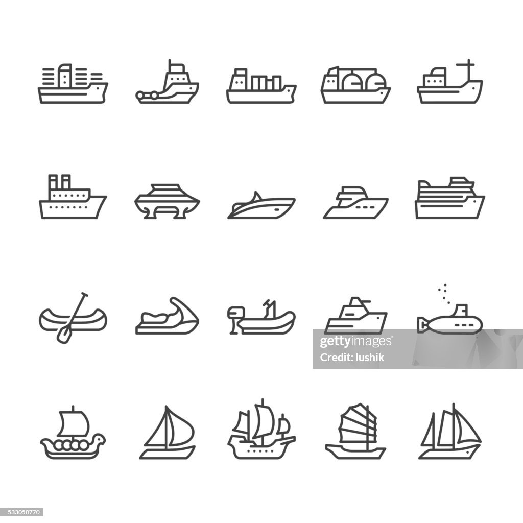 Ships and Boats vector icons