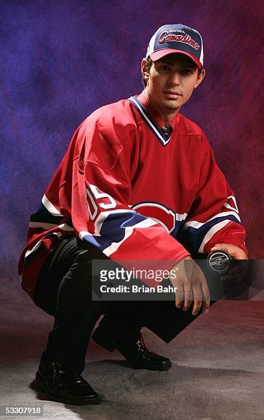 Fifth overall draft pick Carey Price of the Montreal Canadiens poses for a portrait during the 2005 National Hockey League Draft on July 30, 2005 at...