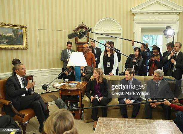 President Barack Obama speaks to the media about the Zika virus, accompanied by Sylvia M. Burwell, Health and Human Services Secretary, Thomas R....