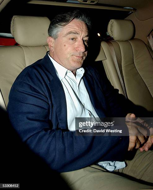 Actor Robert De Niro arrives at the launch party for the London's second Nobu restaurant, Nobu Berkeley, in Berkeley Street on July 30, 2005 in...