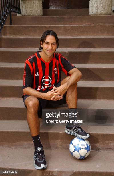 Alessandro Nesta of the AC Milan soccer team poses during a Portrait session July 30, 2005 in New York City. Nesta is in New York for part of AC...