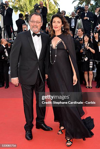 Actor Jean Reno and model Zofia Borucka attend the "The Last Face" premiere during the 69th annual Cannes Film Festival at the Palais des Festivals...