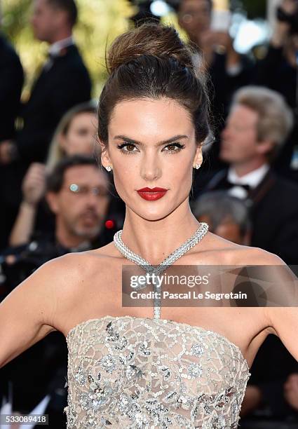 Model Alessandra Ambrosio attends "The Last Face" Premiere during the 69th annual Cannes Film Festival at the Palais des Festivals on May 20, 2016 in...