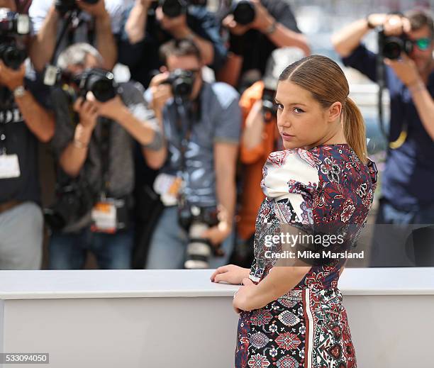 Adele Exarchopoulos attends the "The Last Face" Photocall at the annual 69th Cannes Film Festival at Palais des Festivals on May 20, 2016 in Cannes,...