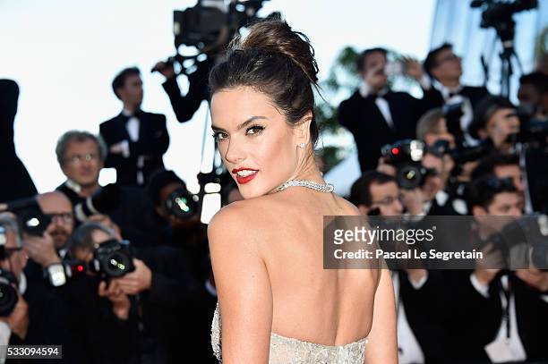 Model Alessandra Ambrosio attends "The Last Face" Premiere during the 69th annual Cannes Film Festival at the Palais des Festivals on May 20, 2016 in...